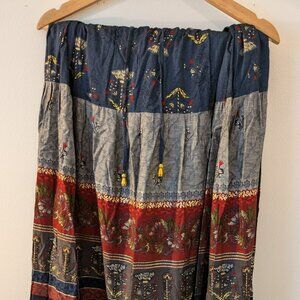 Boho Ankle length skirt with ruffled hem Size L